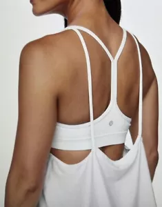 Lululemon Flow Y 2-In-1 Bra Tank White Can 4 Aus 8 - Picture 1 of 15