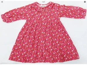 Vintage OshKosh B’gosh Dress 24M Red Floral Corduroy Long Sleeve Gathered Skirt - Picture 1 of 5