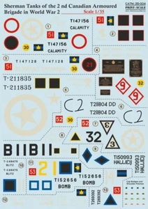 Print Scale 35-004 Decal 1:35 Sherman Tanks of the 2nd Canadian Armoured Brigade - Picture 1 of 24