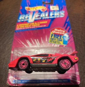 Hot Wheels 1992 Revealers Neon Red LAMBORGHINI COUNTACH w Pink UH - loose opened - Picture 1 of 8