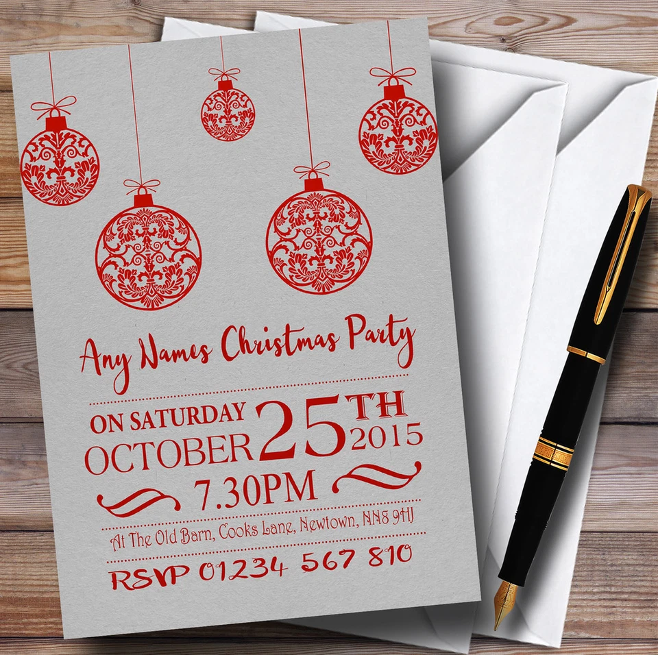 Convites personalizados de festa de Natal com bolinhas rústicas de Natal - Imagem 1 de 1