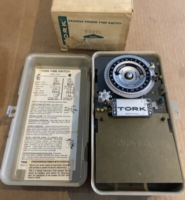Tork 7222 24-hour Mechanical Reserve Power Time Switch new old stock timer - Image 1 of 4
