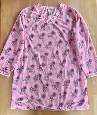 Bobbie Brooks Pink Fleece Womens Sleep Shirt Nightgown Size XL - Image 1 of 4