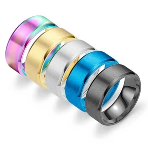 Titanium Stainless Steel 4/6/8mm Brushed Finish Men Women Wedding Band Ring - Picture 1 of 27