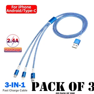 1-3 Stück Ladekabel für Samsung Handy USB C Typ-C Micro iPhone Huawei Xiaomi - Zdjęcie 1 z 13