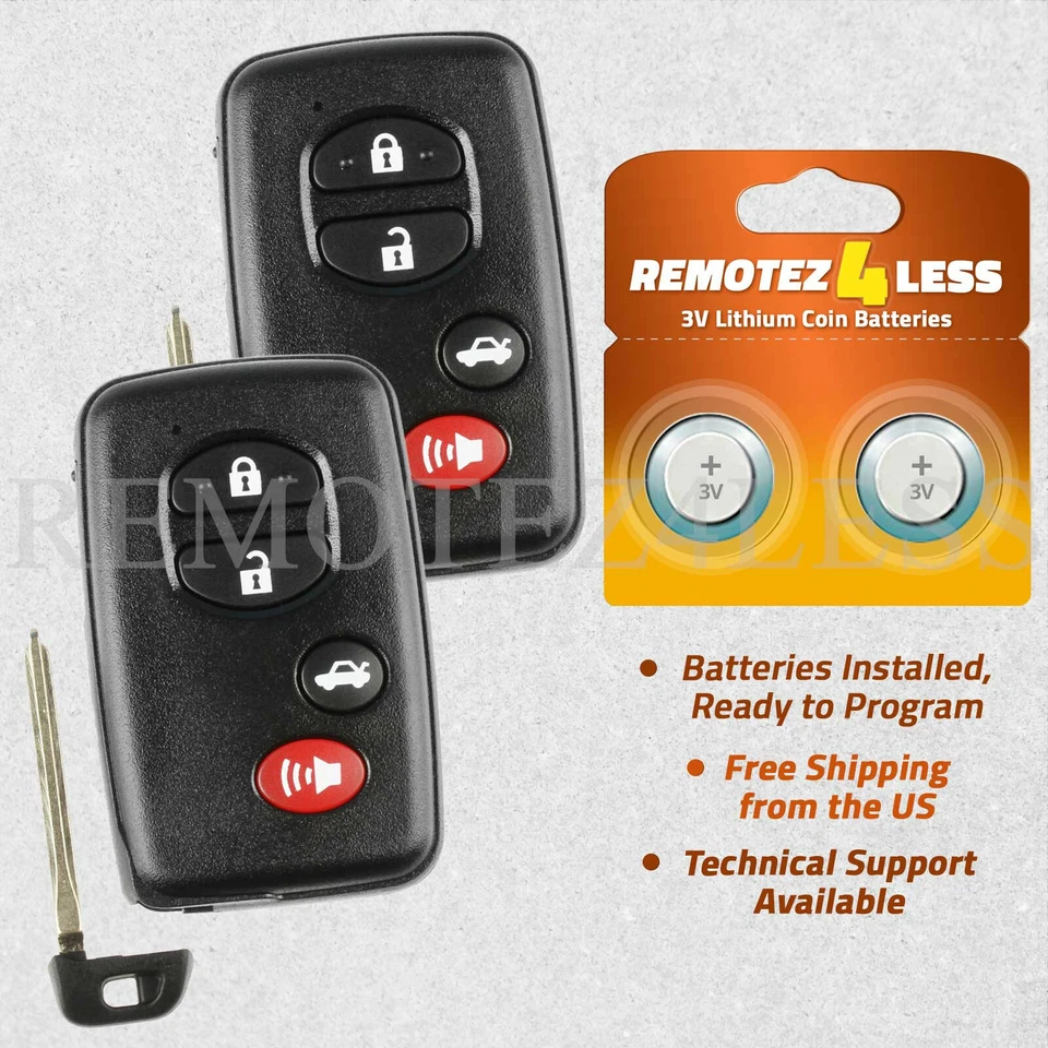 2 For 2009 2010 2011 2012 Toyota Avalon Replacement Smart Remote Car Key Fob 4b - Image 1 of 1