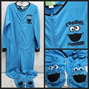 Cookie Monster Sesame Street One Piece Pajama Halloween Costume ~ Medium Womens - Picture 1 of 10