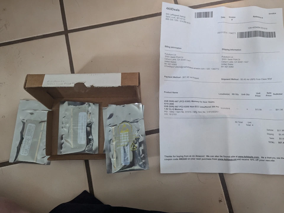 2GB DDR2 667 PC2-5300 Memory Acer Dell Gateway HP Lenovo aspire NEW ? computer - Image 1 of 1