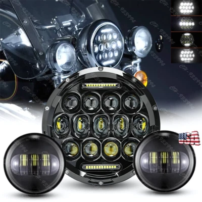 7-дюймовая светодиодная фара + противотуманные фары для Harley Davidson Heritage Softail Classic - Изображение 1 из 4