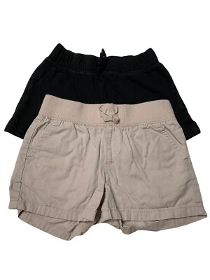 Place & Circo Girl’s Shorts Size 6/6x Khaki- Black Pull On Elastic Waist 2 Pair - Image 1 of 4