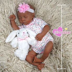 JIZHI Lifelike Reborn Baby Dolls Black African American Baby Dolls Sleeping Baby - Picture 1 of 6