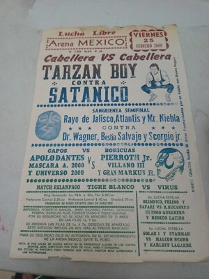 PROGRAMS 98's LUCHA LIBRE,  TARZAN BOY 🆚 SATANICO   MEXICO MEXICAN WRESTLING - Image 1 of 4