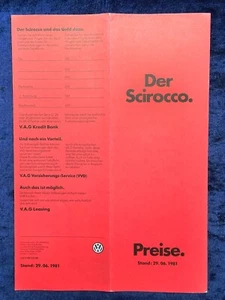 VW Scirocco the price list from 29.06.1981 models: CL, GL, GT, - Picture 1 of 2