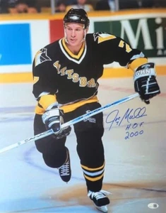 Autographed Joe Mullen "HOF 2000" Pittsburgh Penguins 16X20 photo JSA Witness - Picture 1 of 1