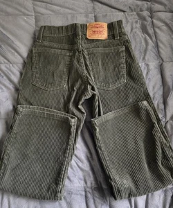 Boys Levi's Green Corduroy Pants Size 9 Reg Wide Leg - Picture 1 of 5