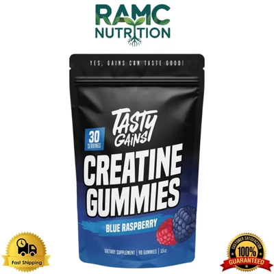 TASTY GAINS 肌酸木乃伊 - 90 克 一水肌酸 - 蓝色覆盆子 — 第 1/4 张图片