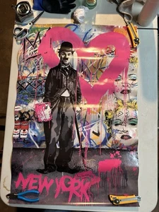 Mr Brainwash Charlie Chaplin in New York Madonna 24 x 36 póster impresión arte bancario - Imagen 1 de 4