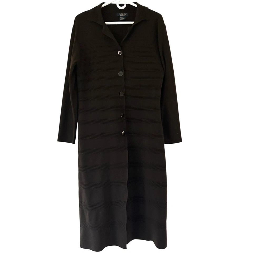 Clorinda Largo Maxi Cárdigan Plumero Botón Tejido Suéter Mezcla Lana Largo S Foto 1 de 4