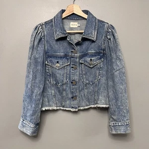 Chaqueta corta de mezclilla para mujer Alice + Olivia lavado medio talla mediana - Imagen 1 de 7