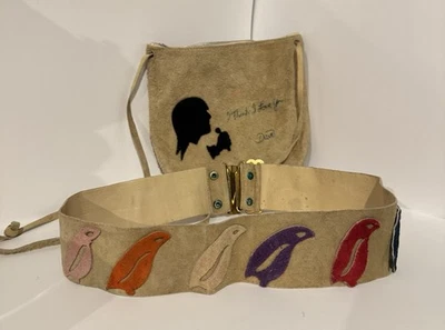 Cartera y cinturón de gamuza Partridge Family vintage 1970. RARO Foto 1 de 4