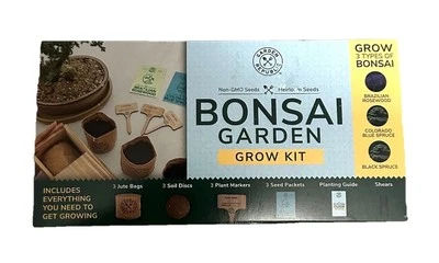 NEW Garden Republic Bonsai Garden Grow Kit Starter Kit 3 Types Of Bonsai Seeds - Image 1 of 4