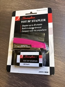 Vintage Swingline Tot 50 Hefter Set 1000 Heftklammern Neu aus altem Lagerbestand Pastell Rosa - Bild 1 von 8