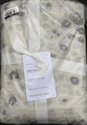 Edredón Pottery Barn Snow Leopard Percale King/Cal - NUEVO Foto 1 de 3