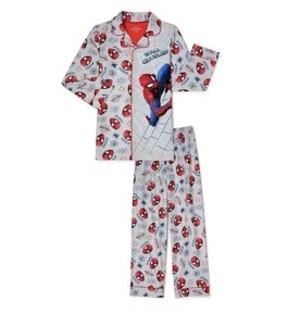 Spiderman Jungen Schlafanzug Langarm Knopfleiste Hemd & Hose Set Größe 6/7 - Bild 1 von 1