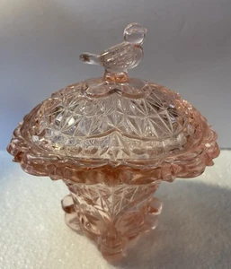 Vintage Hofbauer Byrdes Pink Glass Oval Lidded Trinket Box - Picture 1 of 17