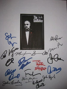 The Godfather Signed Film Script X16 Al Pacino Marlon Brando Caan Keaton reprint - Imagen 1 de 1