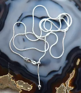 Adjustable 1mm Wheat Chain Necklace 925 Sterling Silver 16" to 30" Ball Slide - Picture 1 of 11