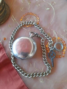 Rare Vintage BILLODES  Mens Ottoman Silver Pocket Watch &  Chain_435 - Picture 1 of 9
