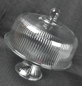 Anchor Hocking Monaco 2 Piece Cake Set Ribbed Dome Lid - Picture 1 of 16