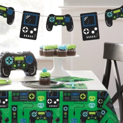 Retro Gamer Gaming Party Decorations Supplies Tableware Banners Balloons Pinata
