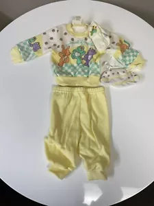 Set tuta vintage gialla 2 pezzi stampa animale bambino taglia 6-9 mesi - Foto 1 di 8