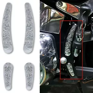 3D Chrome Plated Skull Motorcycle Bike Swing Arm Accent Set for Harley - Picture 1 of 5
