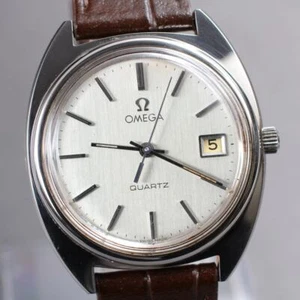 New Batt Vintage OMEGA Seamaster Cal.1370 Quartz Silverl 35mm Date Men's Watch - Picture 1 of 14