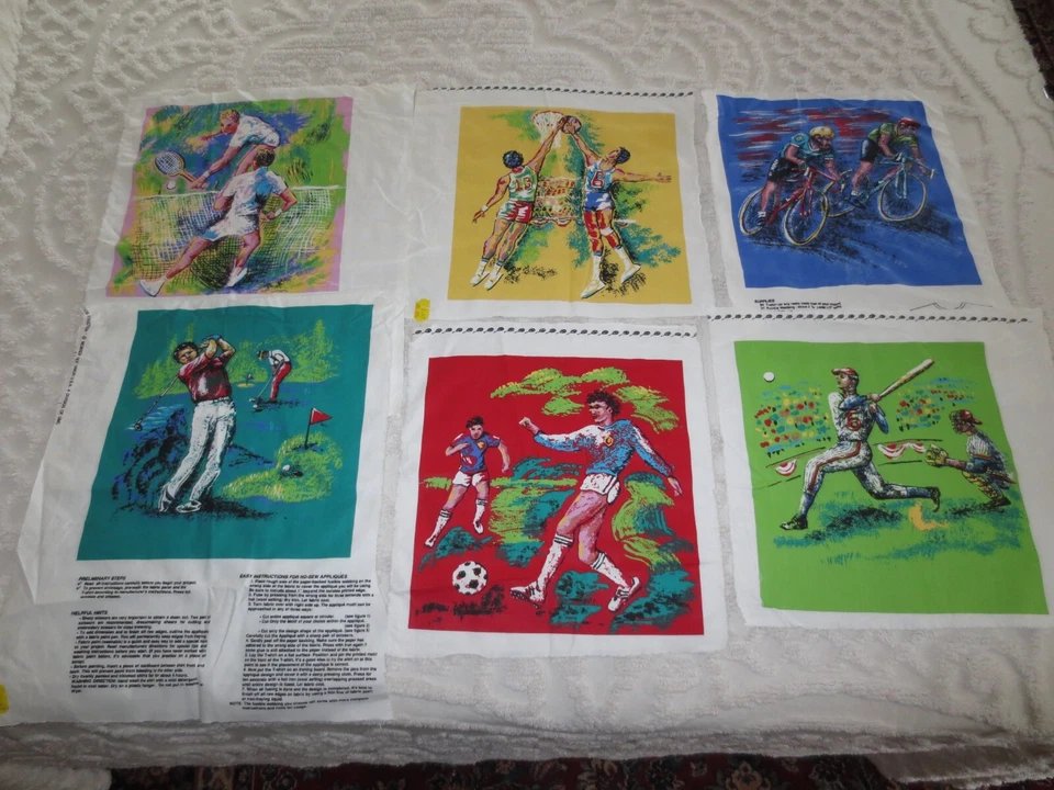 6 СПОРТИВНЫХ панелей аппликации без шитья с указаниями — 12 дюймов x 12–1/2 дюйма каждая - Изображение 1 из 1