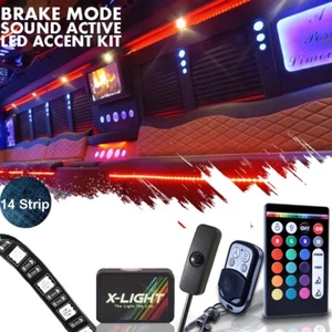 14 Strip LED Remote Custom Accent Neon Glow Light Kit For RV/LIMO/PARTY BUS  - Picture 1 of 9