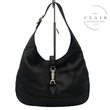 Used Guccijackie Line Shoulder Bag Handbag Crossbody Leather Black 277520
