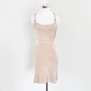 Babyboo Sleeveless Strappy Low Back Mini Dress Scoop Neck Knit Beige Size XS New - Picture 1 of 10