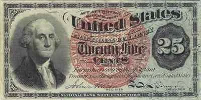 1863 25 Cent Fractional Note, Circulated - Image 1 of 2