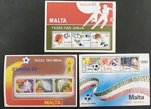 Malta Stamps World Cup Miniature Sheets 7 9 11 Mint Never Hinged MNH  - Picture 1 of 1