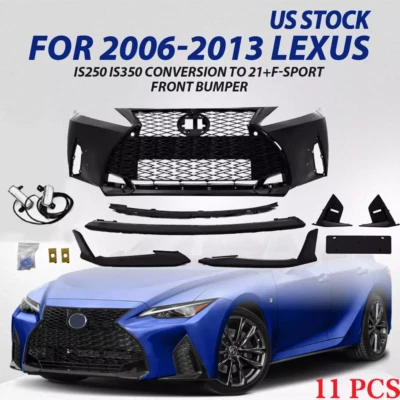 Bumper+Lip+LED DRL Kit Conversion For 06-13 Lexus IS250 IS350 to 21+ F-Sport - Image 1 of 4