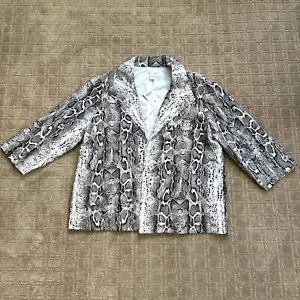 Chico’s Linen Blend Snake Print Lightweight Blazer Women's Sz 2 NWT Black White - Picture 1 of 6