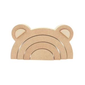 Orso indipendente impilabile arcobaleno MDF legno forma artigianale decorazione asilo bianco - Foto 1 di 3