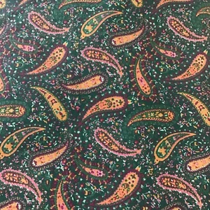 4.50 yds Paisley Green & Orange + Red MGD Quilt Fabric (352) - Picture 1 of 2