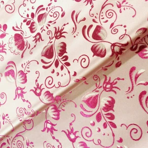 Floral Jacquard Satin Fabric Faux Silk Cloth for Bag Dress Upholstery Retro Trim - Picture 1 of 16