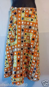 Wax Fabric Cloth wrap around Skirt Maxi African Vintage 70s Free size Print #21 - Foto 1 di 6
