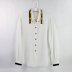 Vintage JH Collectibles Embroidered Collar Blouse Women's Size 12, Stains - Picture 1 of 5